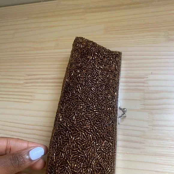 Elegant Brown Beaded Clutch - Picture 5 of 10
